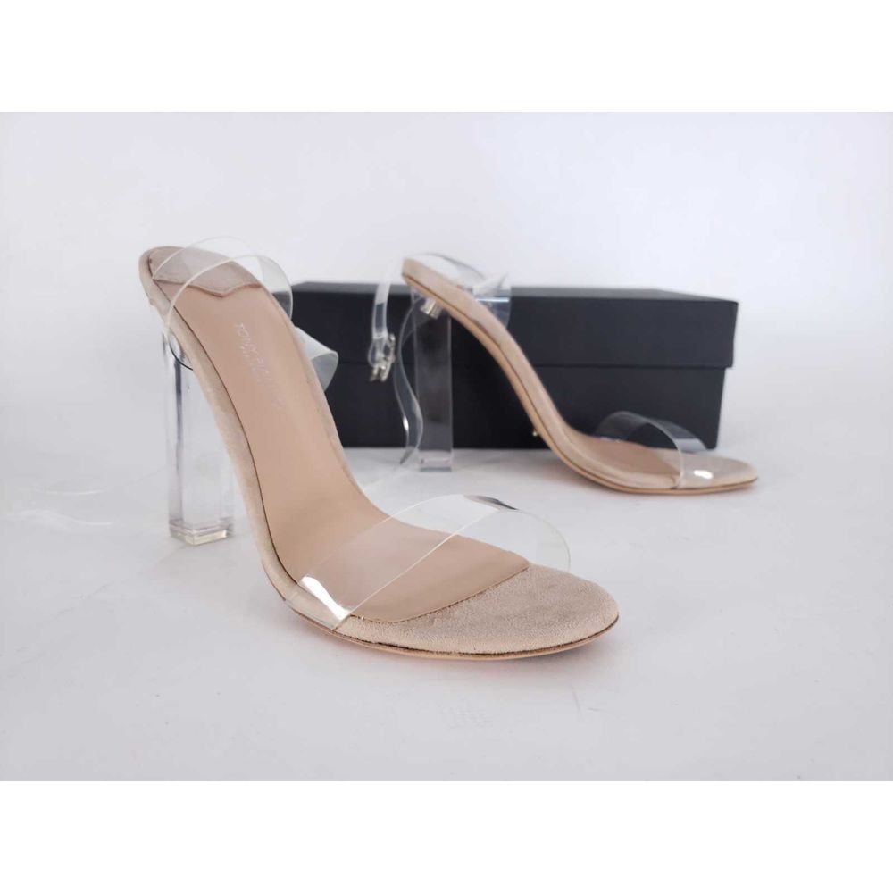 Tony Bianco Kiki Clear Heel Suede Strap Heels - Picture 4 of 7